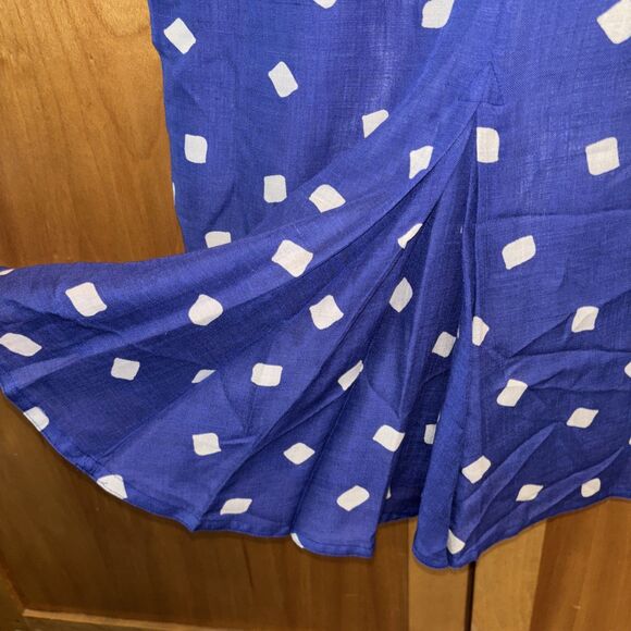 JOANIE CHAR Collections Jacket Skirt Set 12 Vintage Lined Blue White Linen Silk - Picture 12 of 12